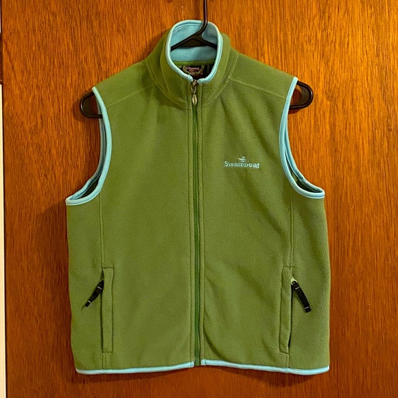 *SOLD* Awesome Steamboat Green Turquoise Fleece Vest - Picture 1 of 5